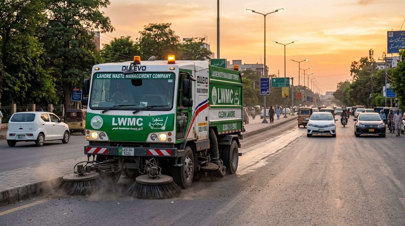 Mechanical Road Sweeper on Lahore Arteries